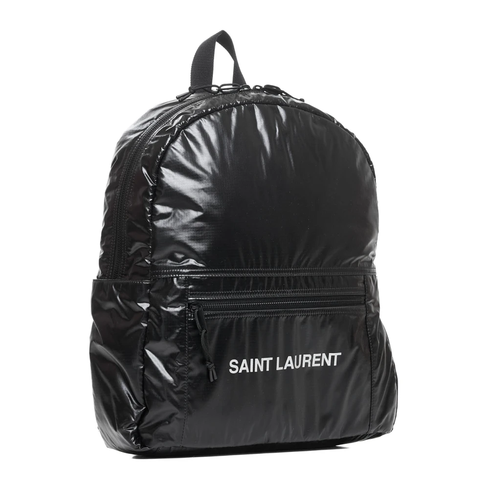 Saint Laurent Nuxx Zwarte Ripstop Nylon Rugzak Black Heren