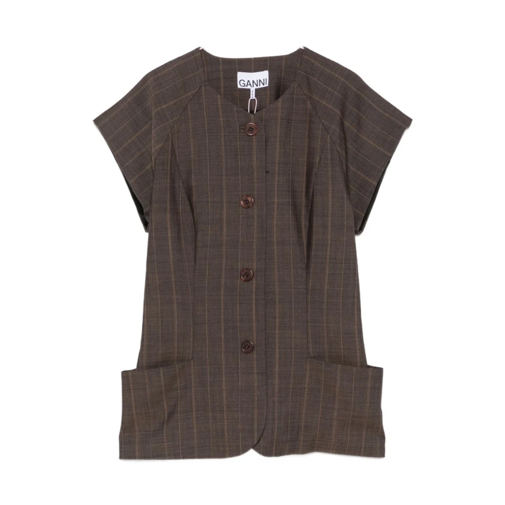 Ganni Vrouw Bruin Overhemden Dames, S, Nylon, Shirts