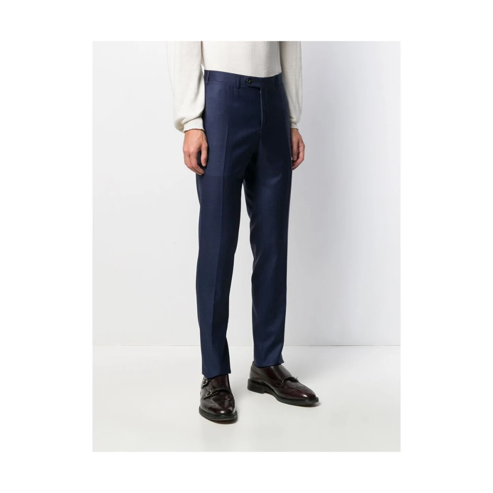 Canali Marineblauwe wollen broek Blue Heren