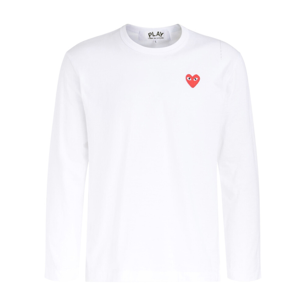 Heren T shirt met lange mouwen en rood hart Comme des Garcons Play T shirts Miinto.be