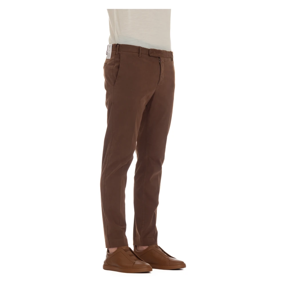 PT Torino Bruine Maatwerk Broek Rits Sluiting Brown Heren