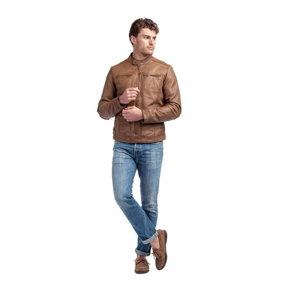 Le Temps Des Cerises Vintage Bikerjack voor Mannen Brown Heren