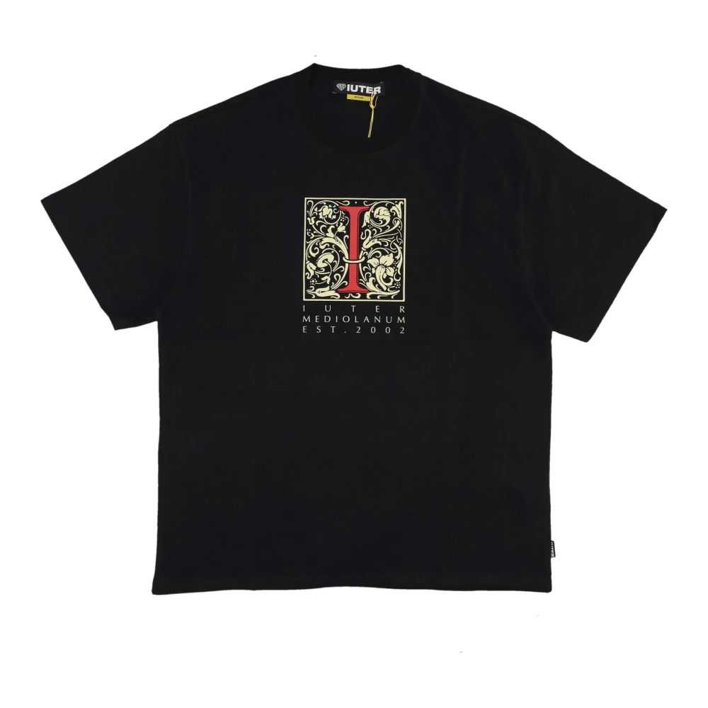 Iuter Zwarte Katoenen T-shirt met Korte Mouwen Black Heren