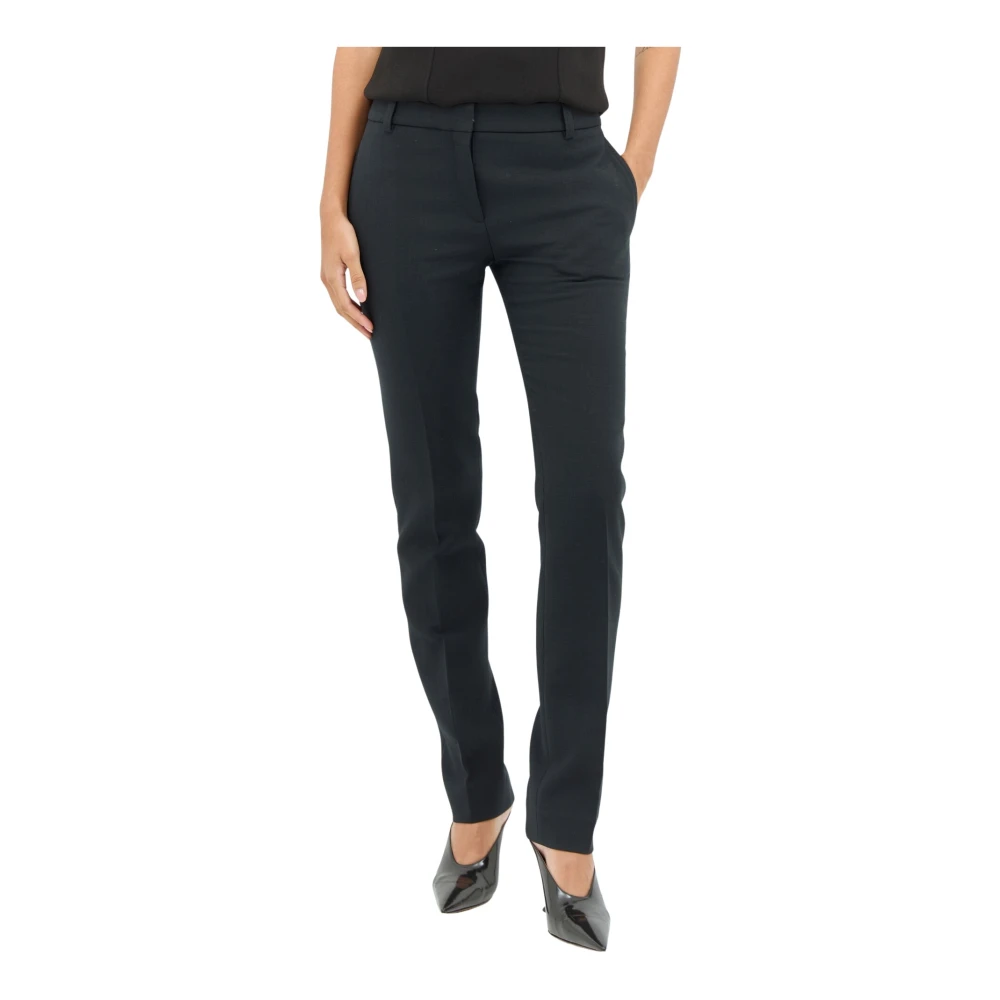 Totême Black Slim-Fit Trousers, Female, 2XS, Slim Wool-Blend Low-Waist Trousers