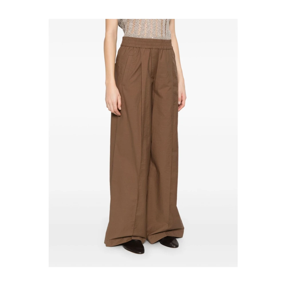 BRUNELLO CUCINELLI Leren Bruine Broek Brown Dames