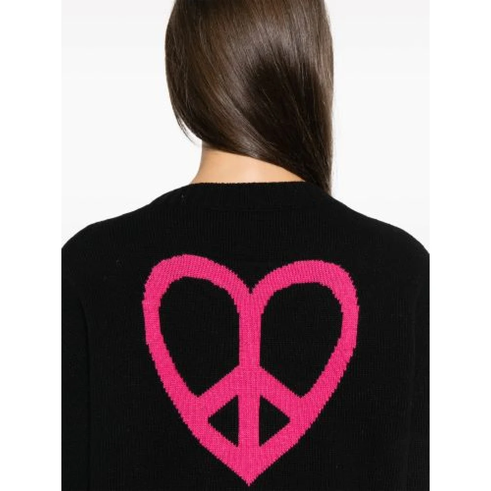 Moschino Zwarte Cardigan met Fuchsia Hart Black Dames