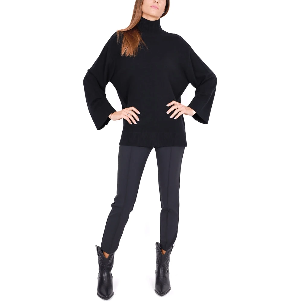 Elisabetta Franchi Cashmere Dolcevita met Maxi Logo Zwart Black Dames