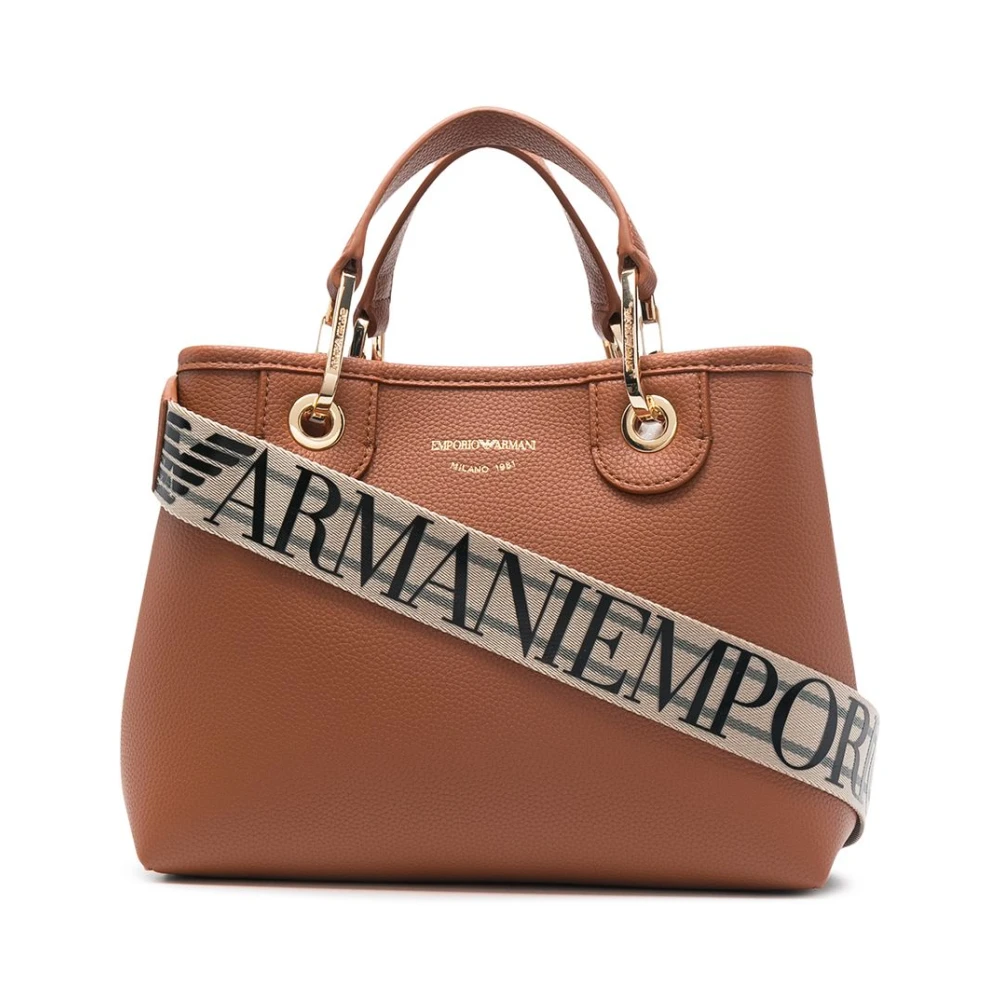 Emporio Armani Bruin Leren Logo Tote Tas Brown Dames