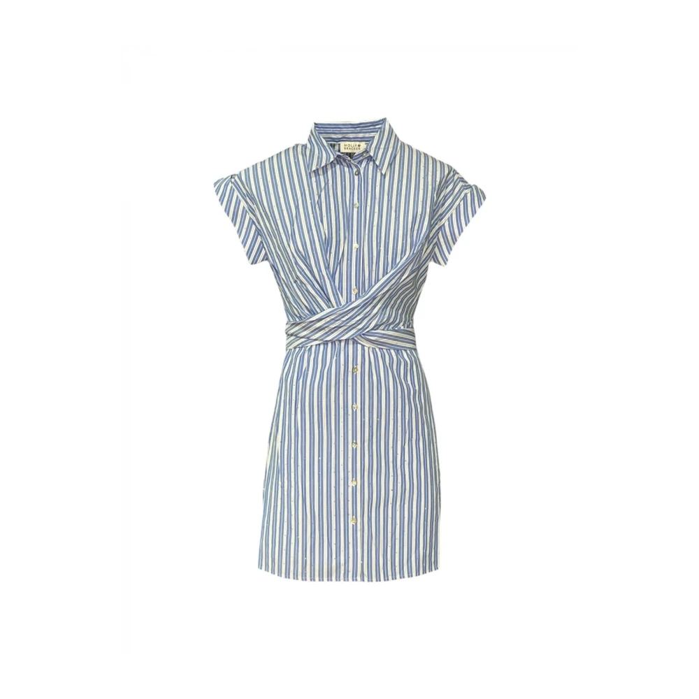 Molly Bracken Gestreepte Viscose Jurk met Strass Blue Dames