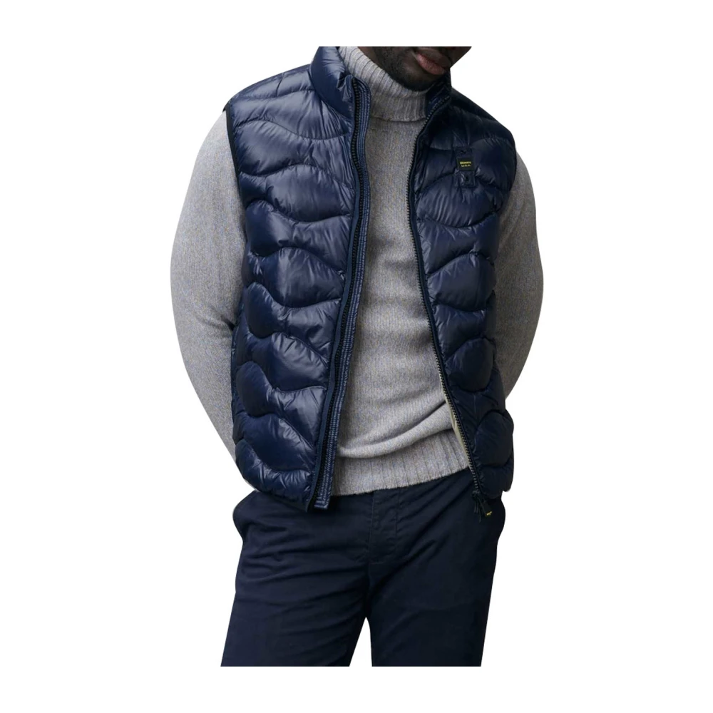 Blauer Blauw Geruit Gewatteerd Mouwloos Jack Blue Heren