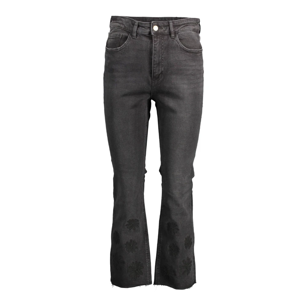 Desigual Damski Czarny Jeansy, Kobieta,, Denim, Jeansyy Z Haftem Z Bawełny Z Kontrastującymi Detalami Mały