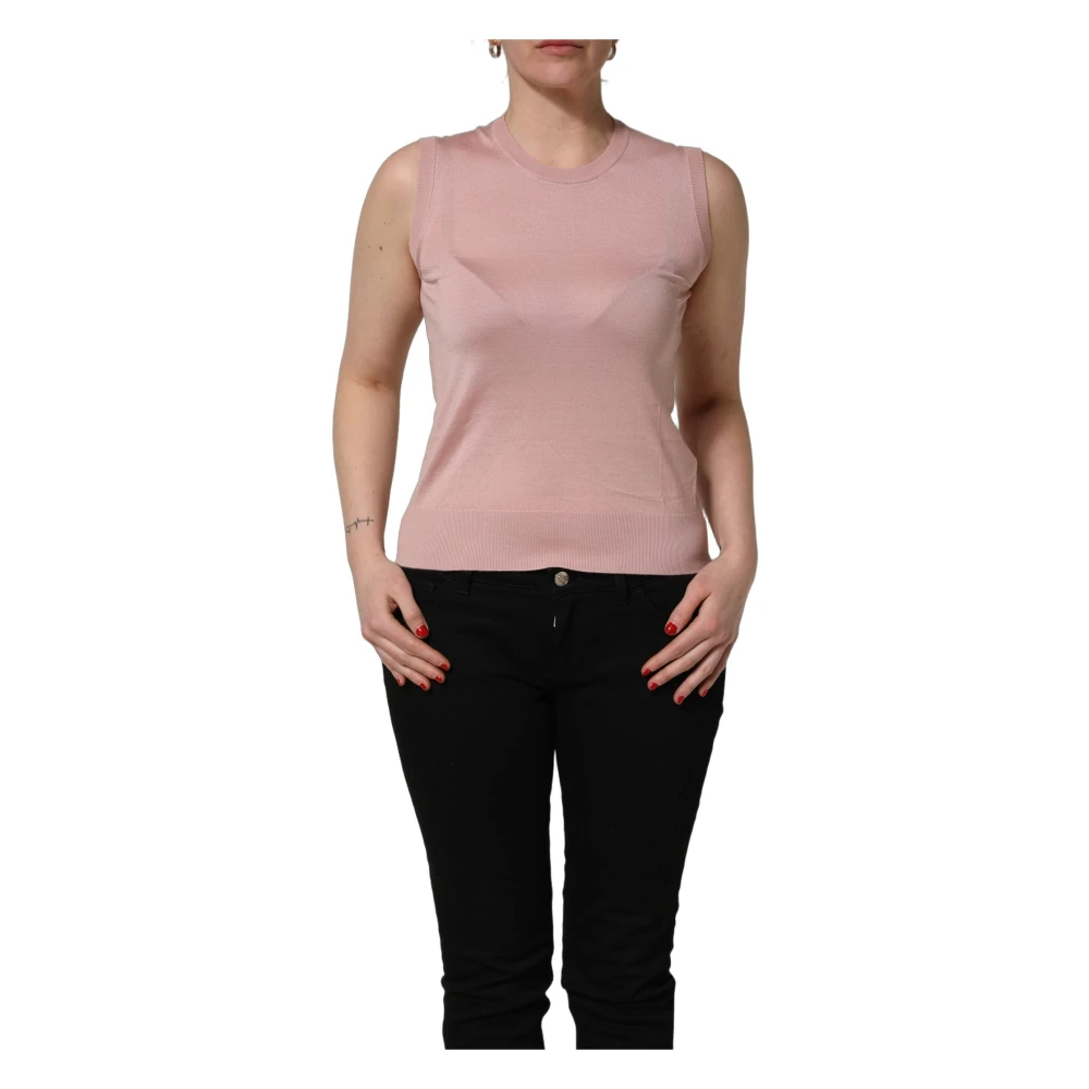 Dolce & Gabbana Sleeveless Crew Neck - Female - Sleeveless Tops - Pink - S - Tops
