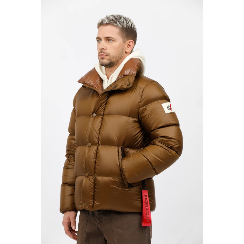 Afterlabel Korte glanzende nylonjas Chamonix Brown Heren