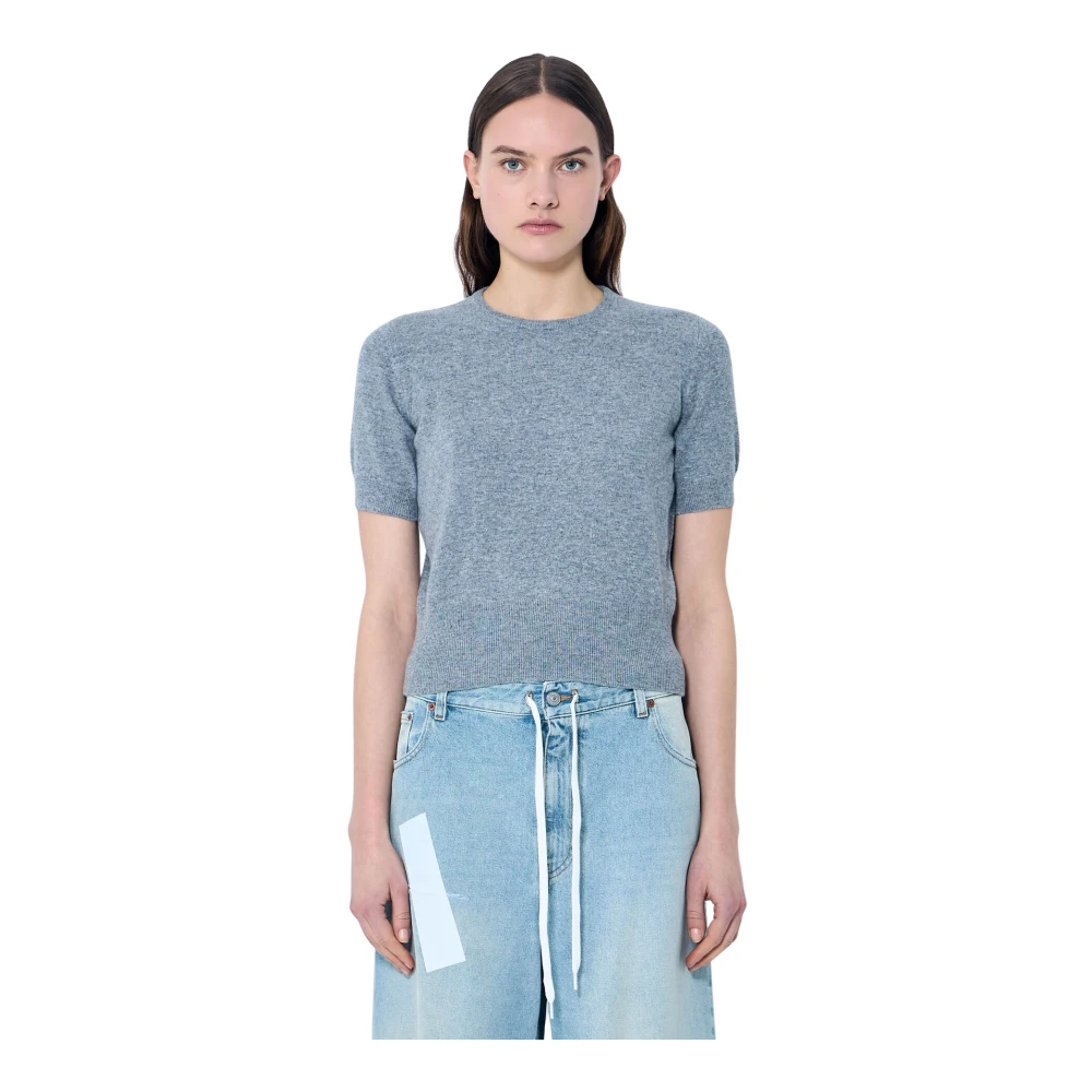 Maison Margiela Gebreide wollen trui met ronde hals Gray Dames