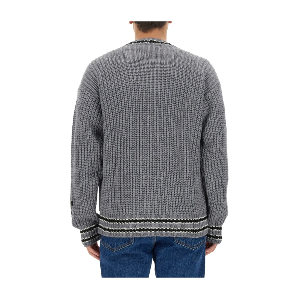 Msgm Italiaanse Wolmix V-hals Vest Gray Heren