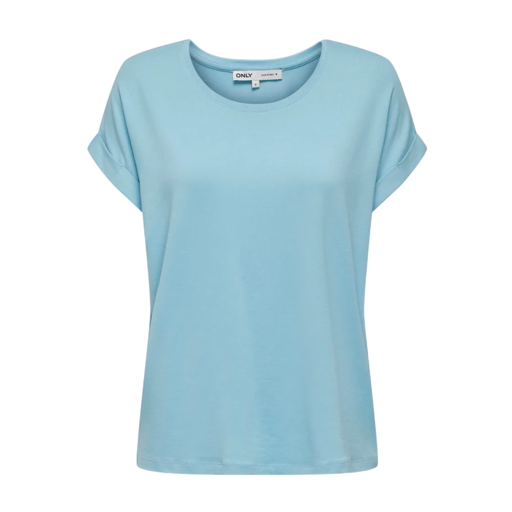 Only Women's Blue T-Shirts,, Short Sleeve T-Shirt Regular Fit Large