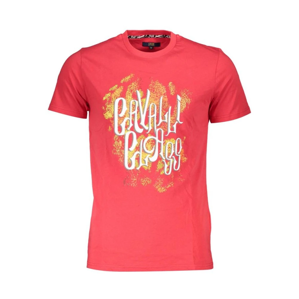 Cavalli Class Men's Red T-Shirts, L, Graphic Print T-Shirt
