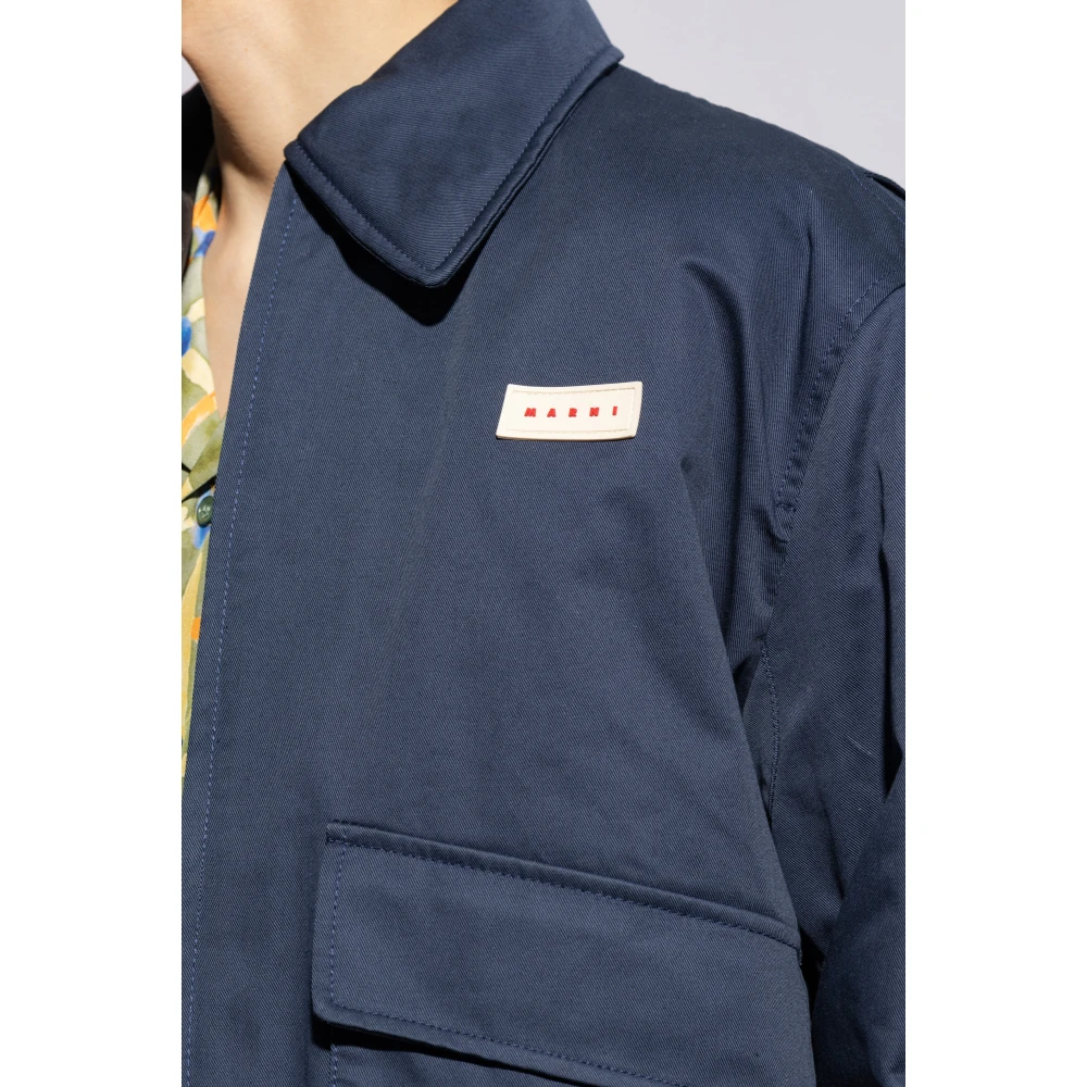 Marni Geïsoleerde jas met logo Blue Heren