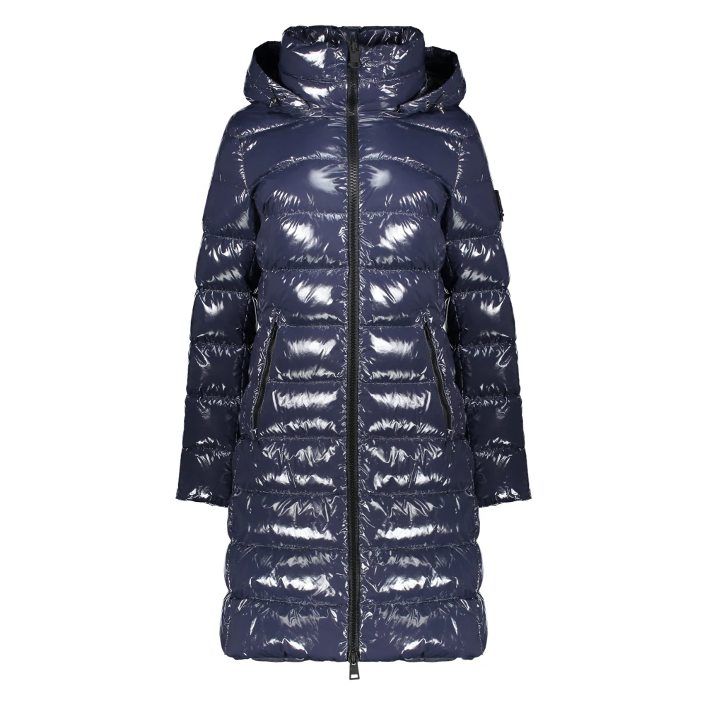 Herno Glanzende donsjack met capuchon Blue Dames