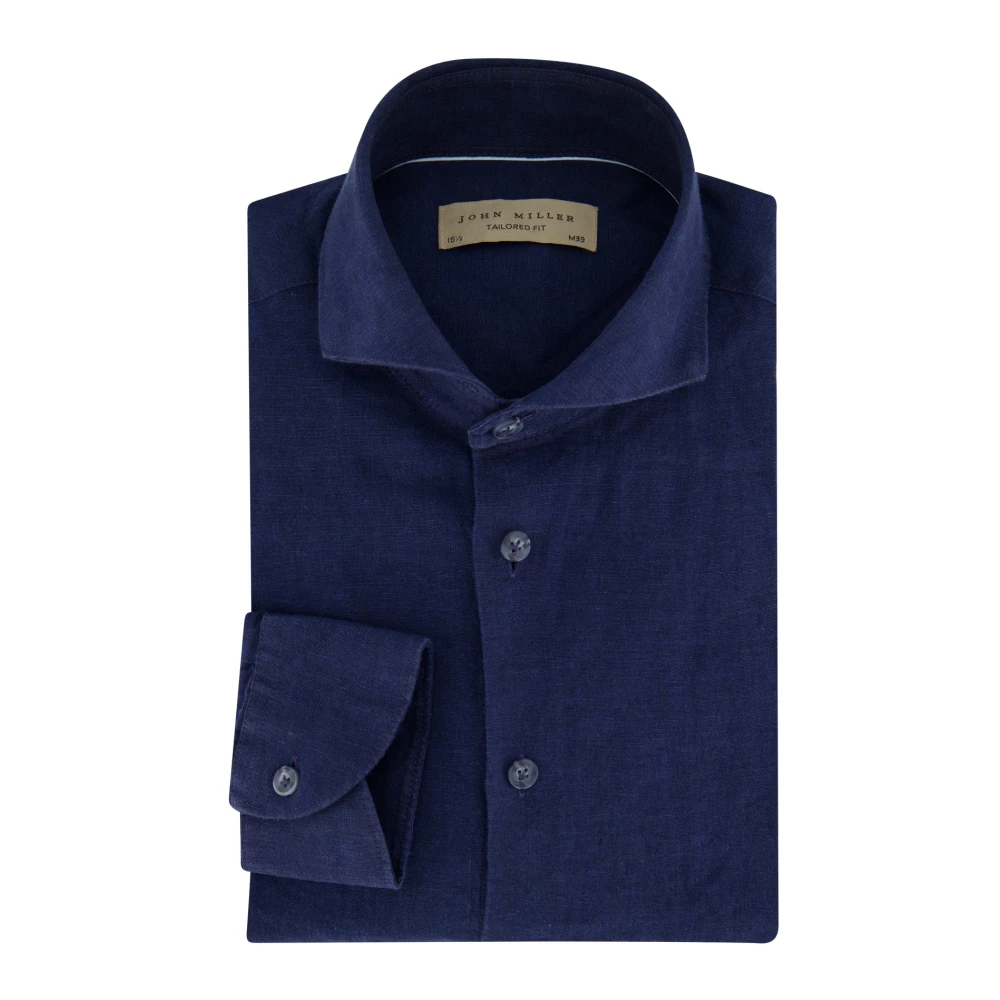 John Miller Klassieke Tailored Fit Business Overhemd Marineblauw Blue Heren