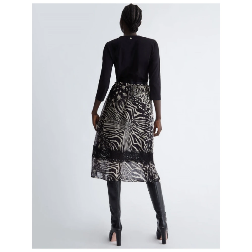 Liu Jo Zebra Print T-Shirt Jurk met Georgette Rok Multicolor Dames