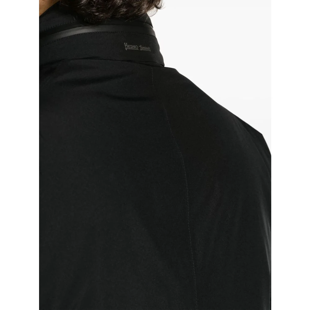 Herno Zwarte Laminar Hoge Kraag Parka Black Heren