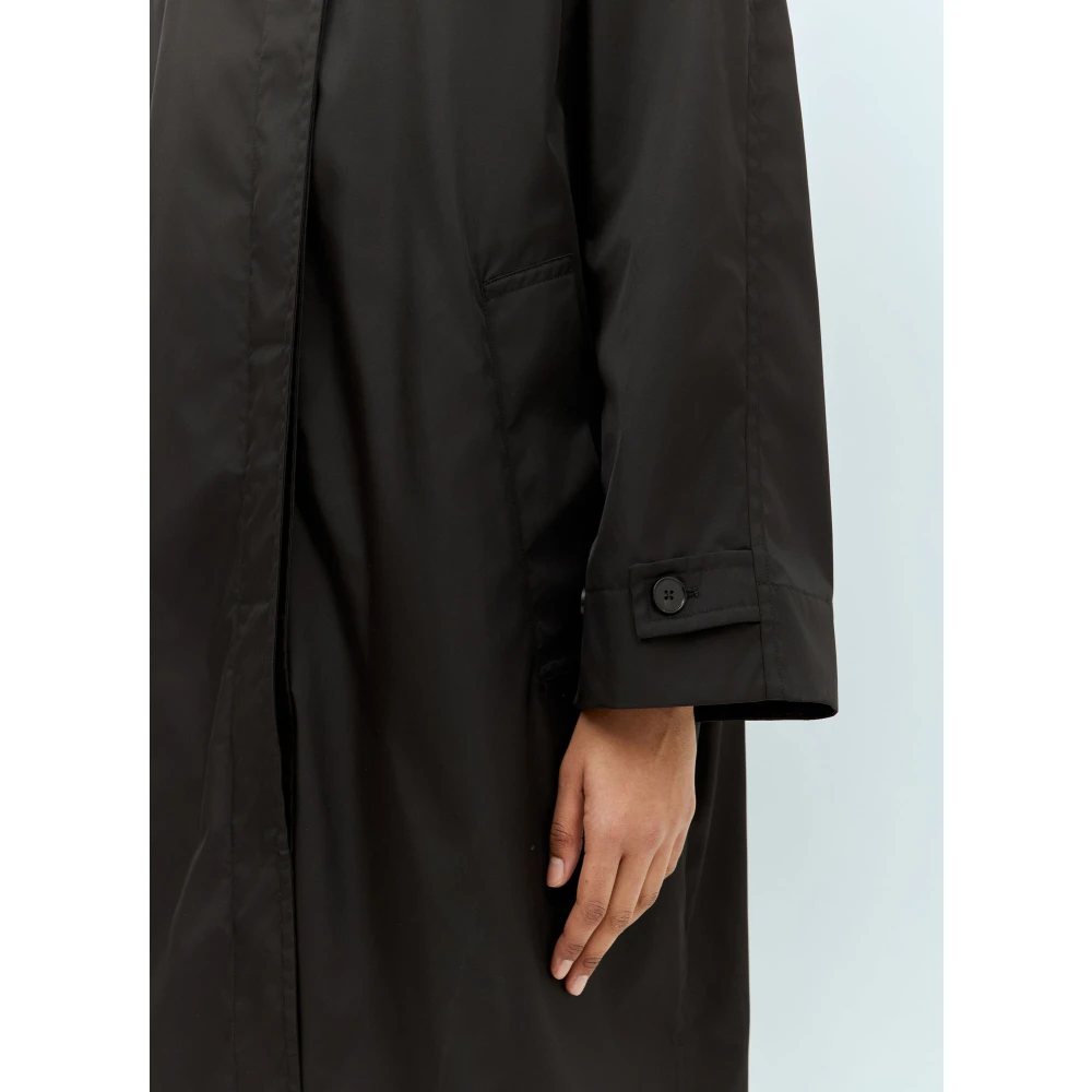 Jil Sander Regenjas in schelpweefsel met spreidkraag Black Dames