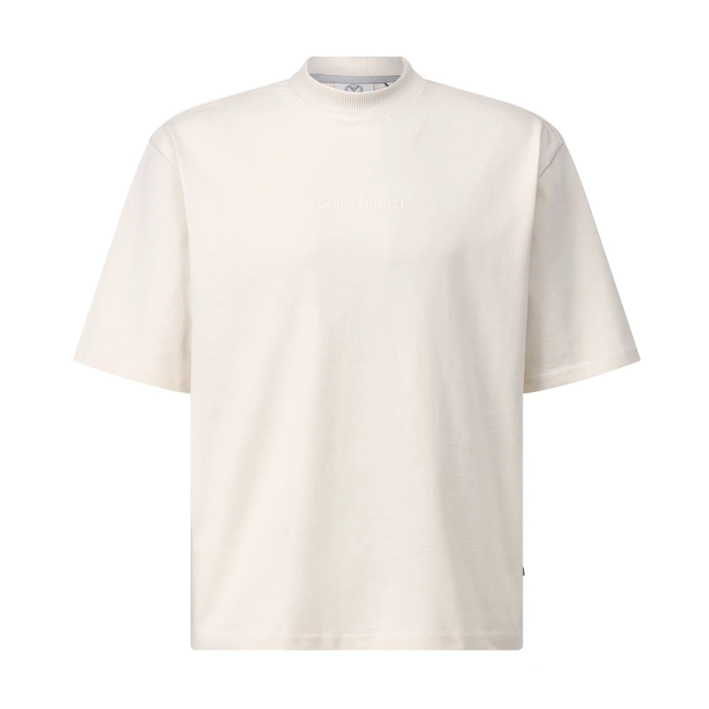 carlo colucci Logo Oversized Shirt Moderne Look Beige Heren
