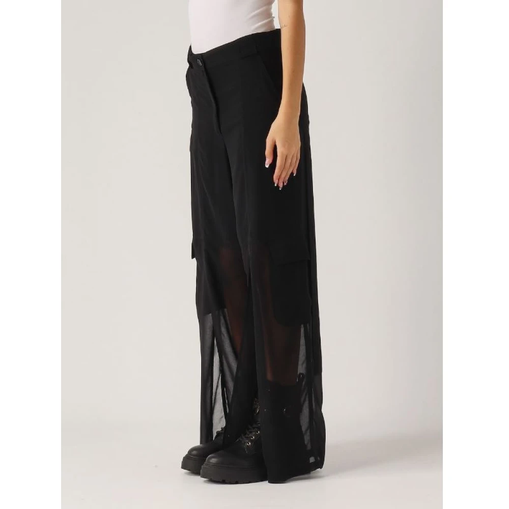 pinko Georgette Cargo Broek Hoge Taille Black Dames