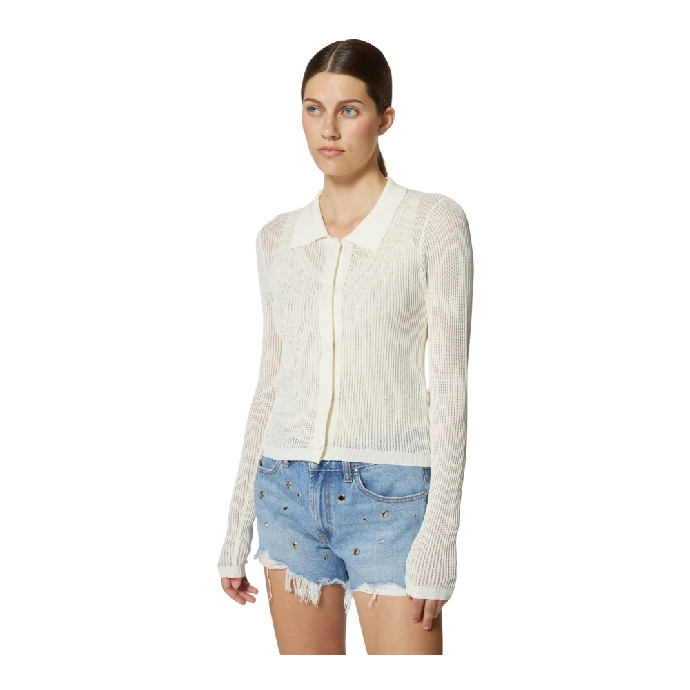 Silvian Heach Donna Bianco - Cardigan In Maglia Con Colletto - Knitwear - M