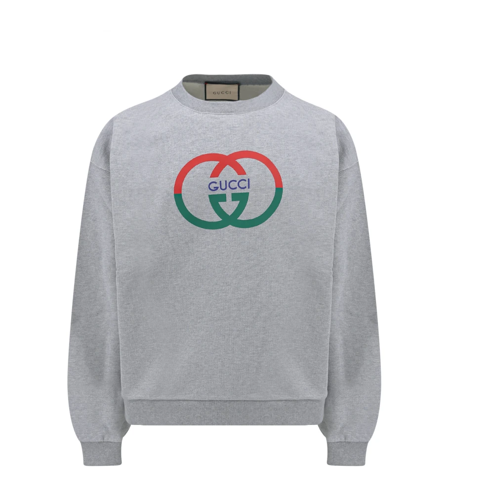 Gucci Logo Katoenen Sweatshirt Gray Heren