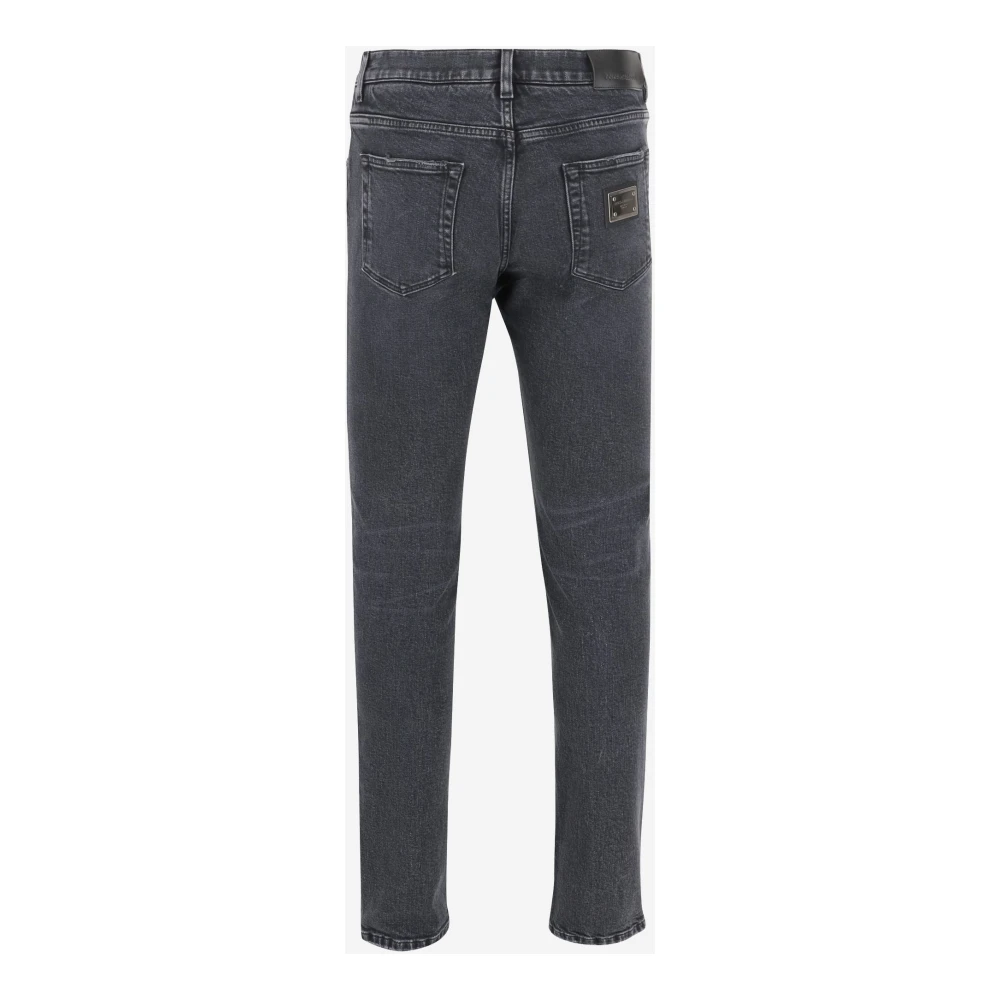 Dolce & Gabbana Donkergrijze Denim Jeans met Logo Gray Heren
