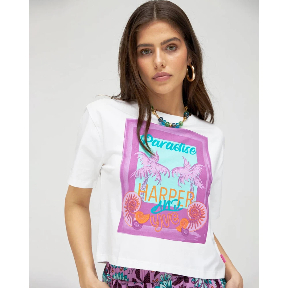 Harper & Yve Cropped Paradise T-shirt Multicolor Dames