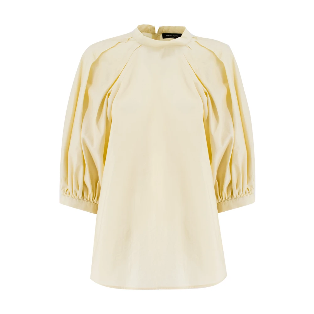 Fabiana Filippi Elegante Jersey met Darts en Plooien Beige Dames