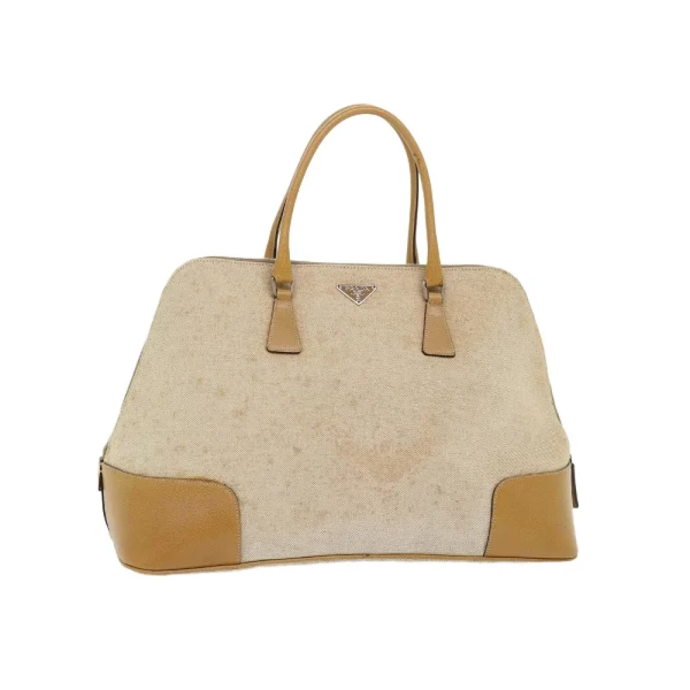 Prada Vintage Pre-owned Cotton handbags Beige Dames