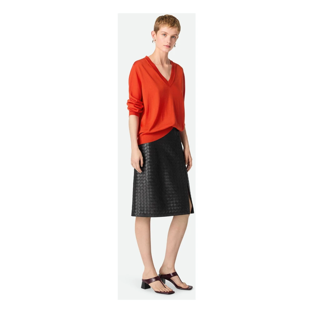 Bottega Veneta Luxe Cashmere V-Neck Sweater Oranje Orange Dames