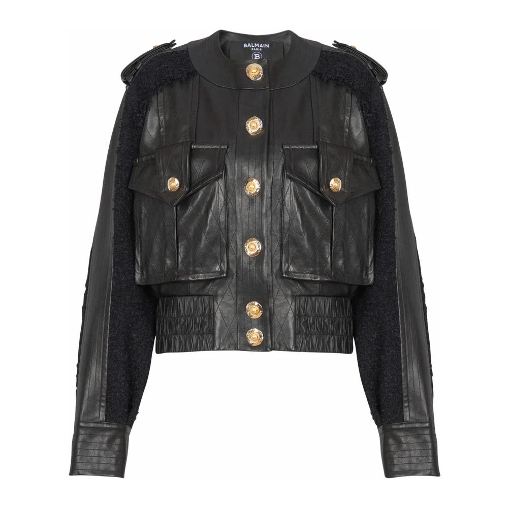 Jackets > Leather Jackets - - Balmain - Modalova
