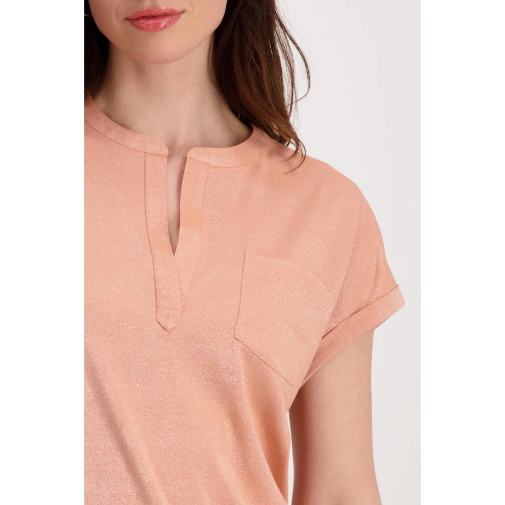 monari Glinsterend T-shirt met Polyester en Viscose Orange Dames