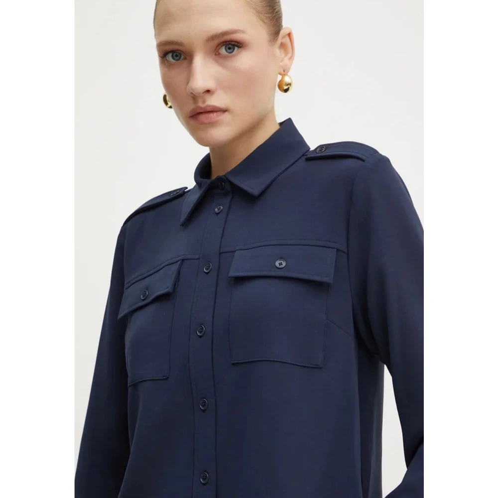 Michael Kors Crepe Utility Shirt Blue Dames
