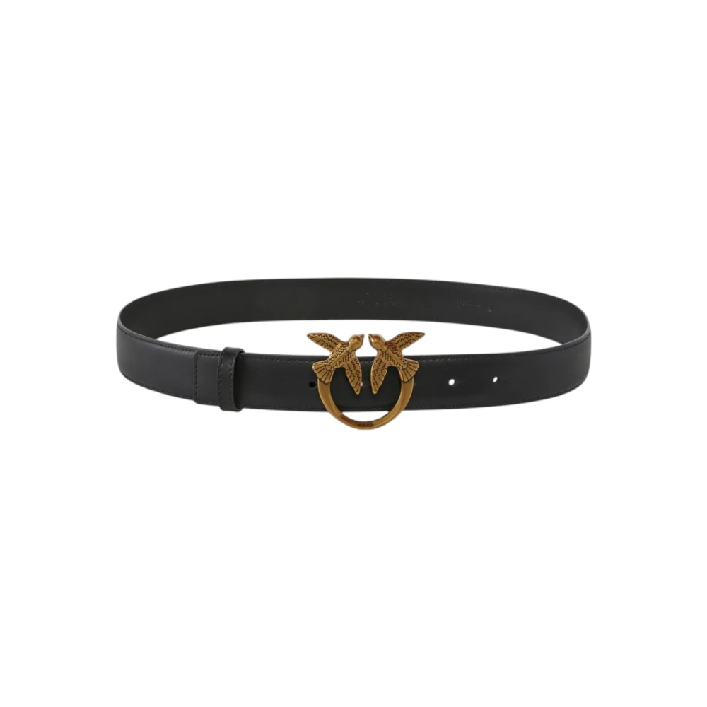Pinko , Belts, Female, Black, S, Love Birds Diamond Cut Belt
