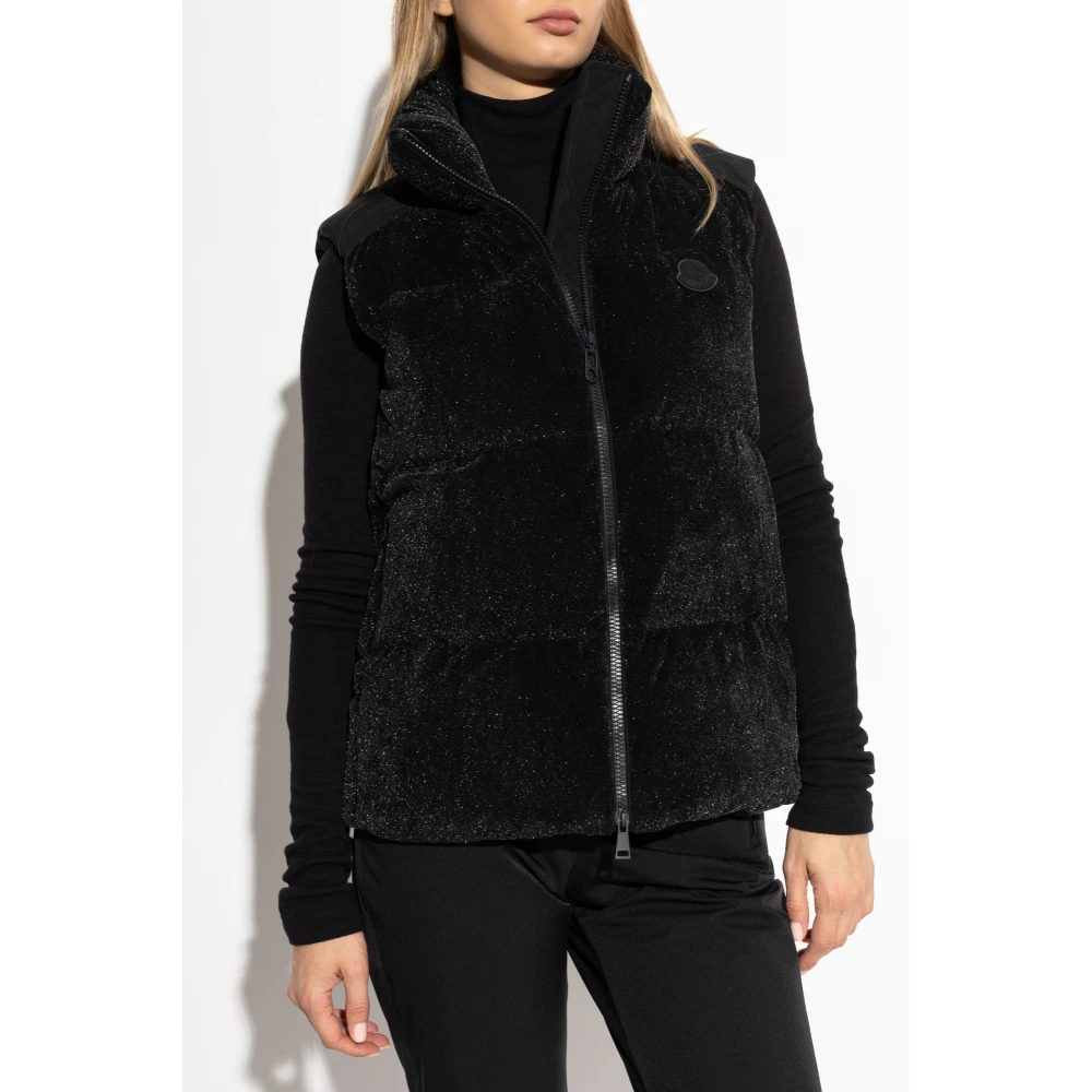 Moncler Donsvest met lurex draad Black Dames