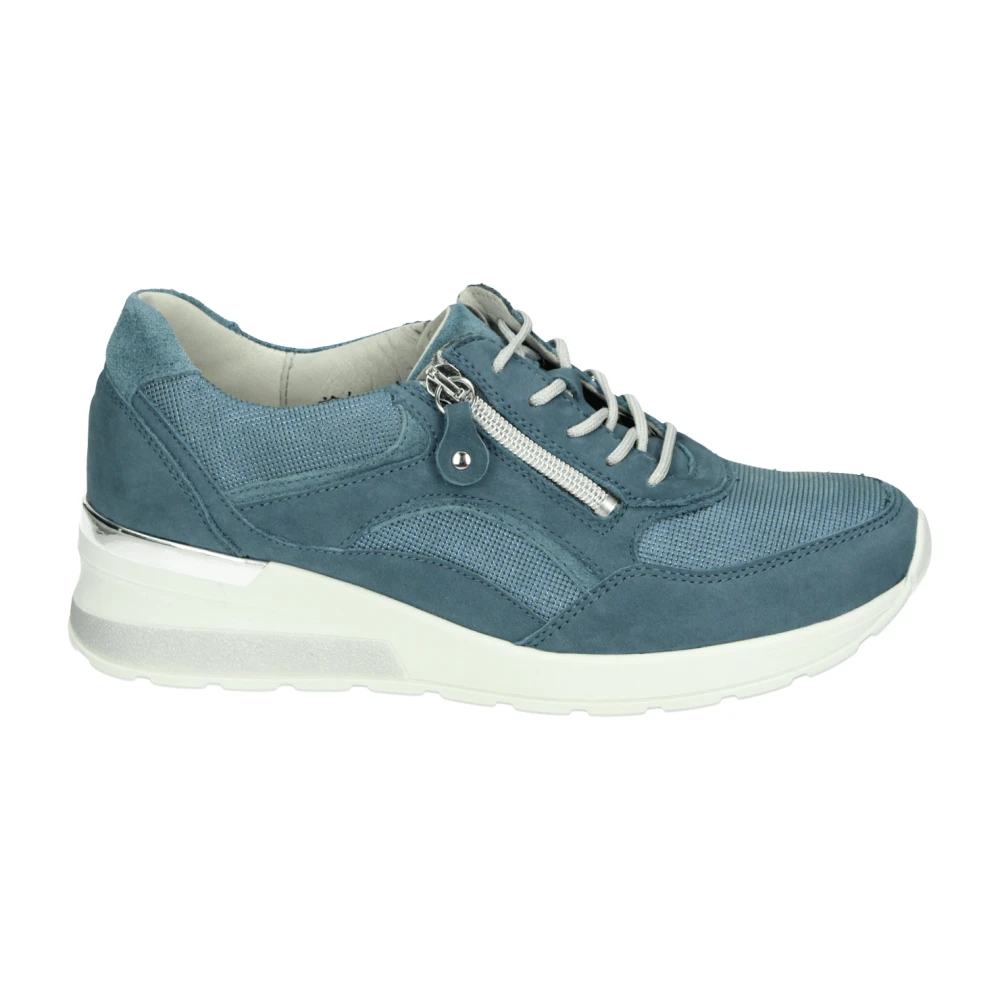 Waldläufer Sportieve Lage Damesschoenen Nubuck Dames Schoenen Blauw