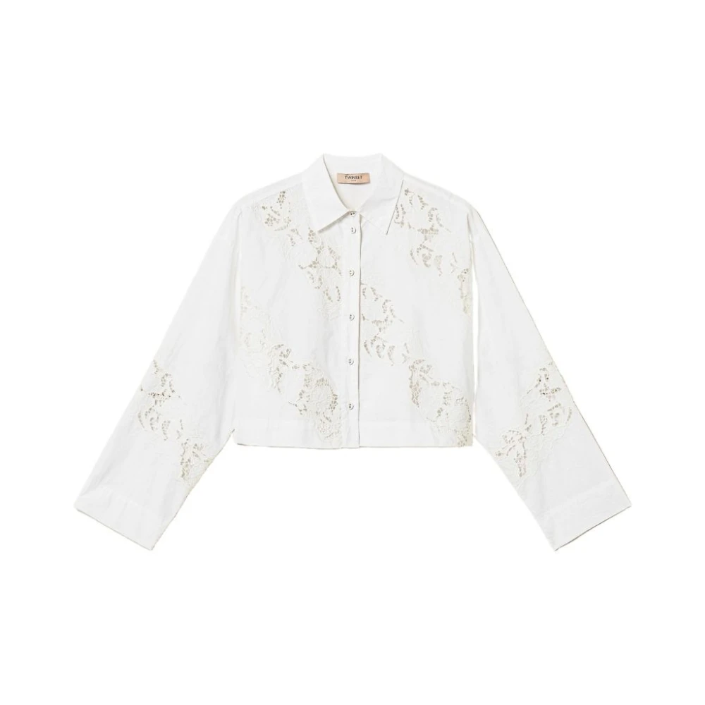 Twinset Women's White Embroidered Shirt - Shirts - L - Blouses & Shirts