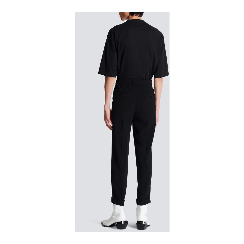 Balmain Crepe- en strassbroek Black Heren