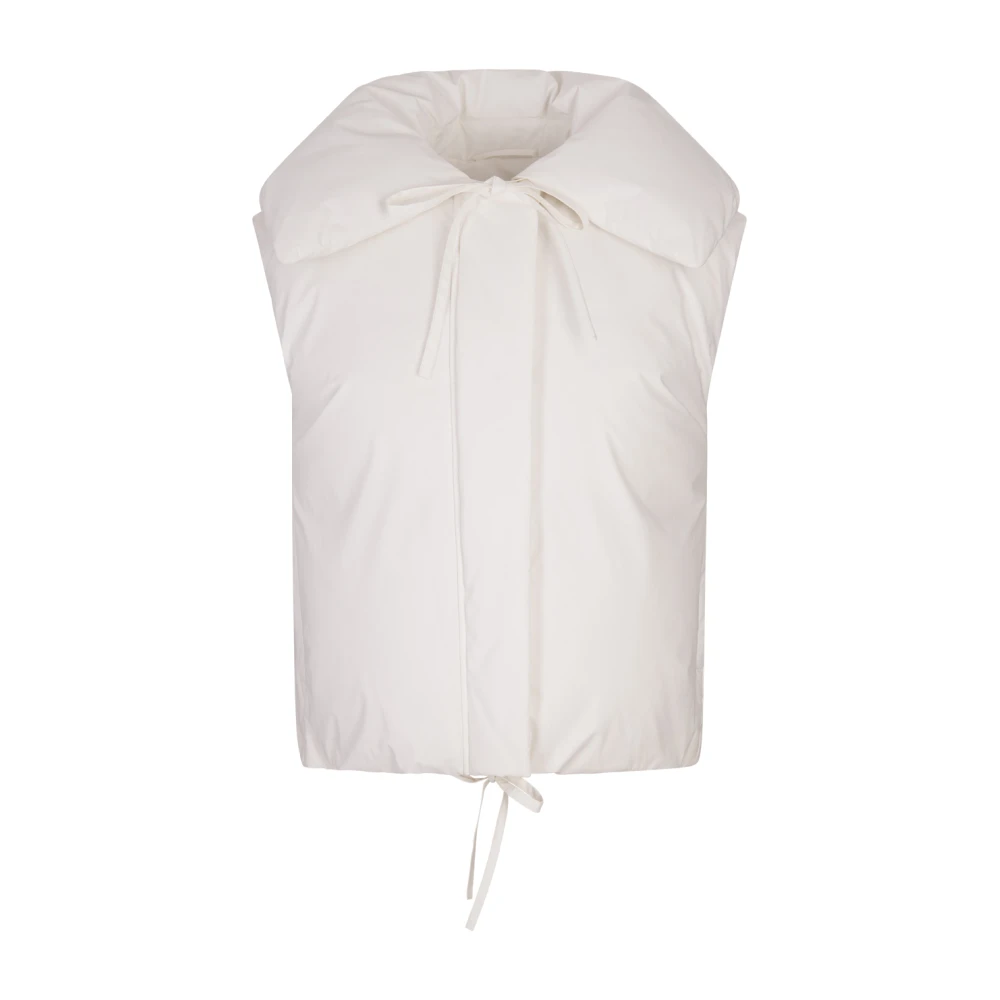 Jil Sander Witte Gewatteerde Gilet met Brede Kraag White Dames