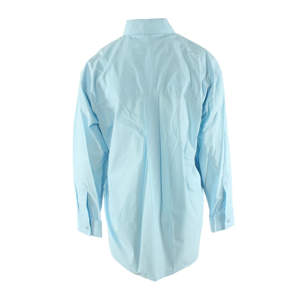 pinko Blauwe Katoenen Blouse met Kunstprint Blue Dames