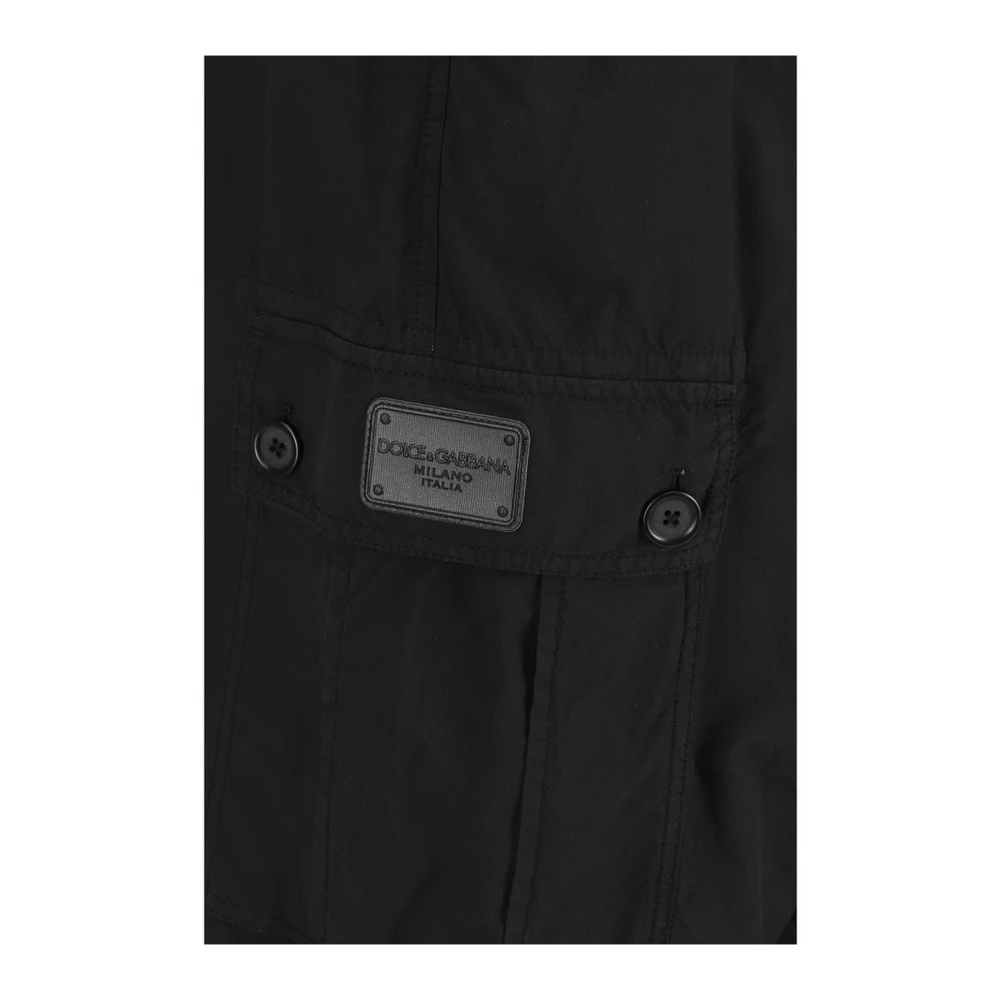 Dolce & Gabbana Cargo Katoenen Broek Monochroom Patroon Black Heren