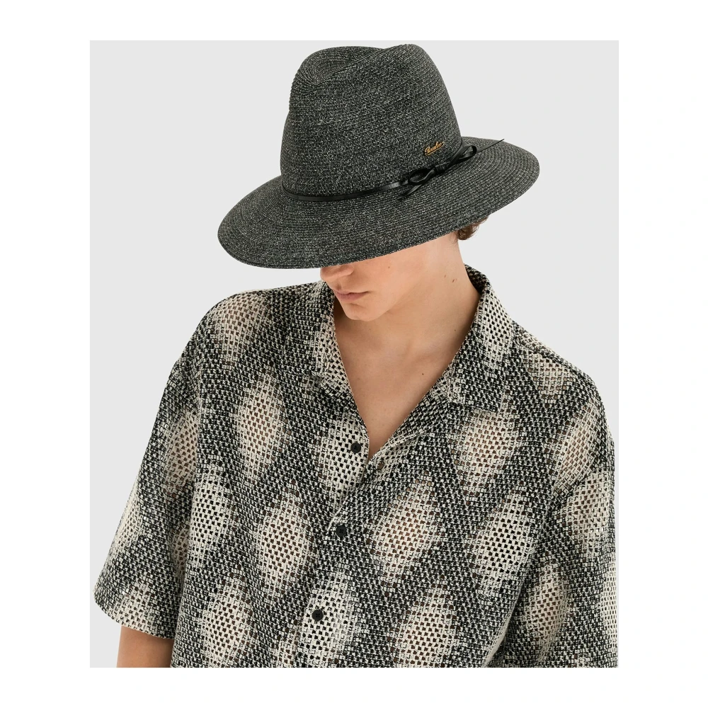 Borsalino Gevlochten Papier Hoed Black Heren