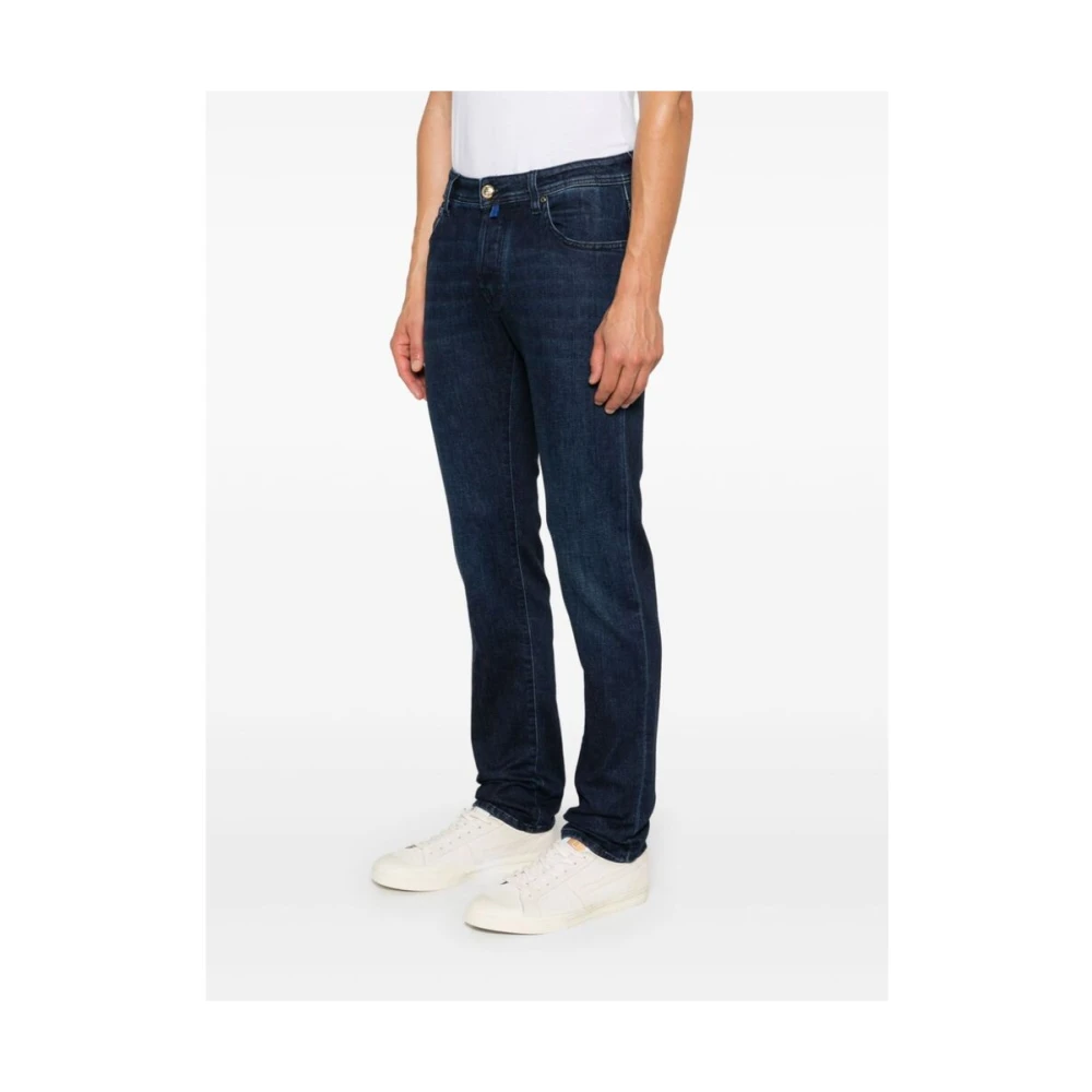 Jacob Cohën Indigo Blauwe Denim Straight Leg Jeans Blue Heren