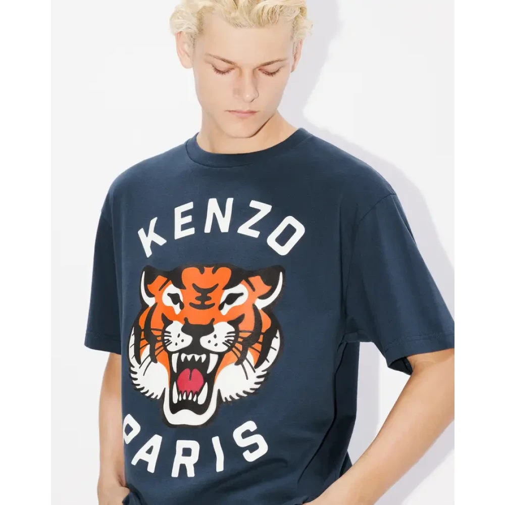 Kenzo Lucky Tiger Oversize T-shirt Blue Heren
